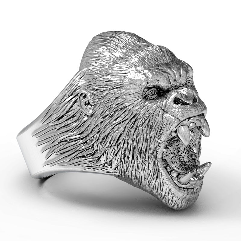 316L Stainless Steel Men’S Vintage Animal Angry Gorilla Ring Men Jewelry