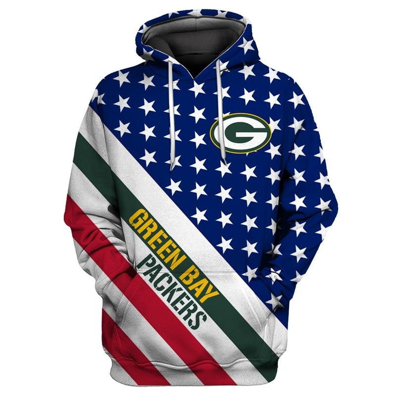 Green Bay Packers And American Flag 22 Unisex 3D Hoodie Gift For Fans