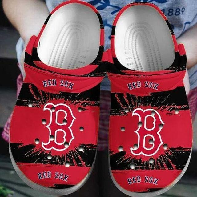 Boston Red Sox Red Black Crocs Crocband Clog Comfortable Water Shoes