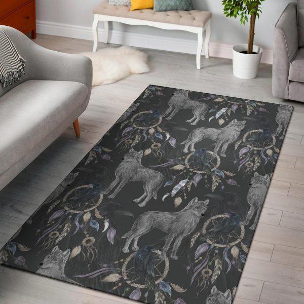 Wolf Print Pattern Home Decor Rectangle Area Rug 2