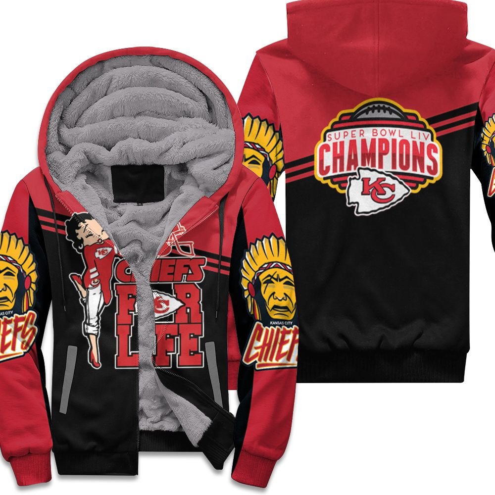 Kansas City Chiefs Betty Boop Super Bowl AFC West Division Champion 2020 Fleece Zip Hoodie