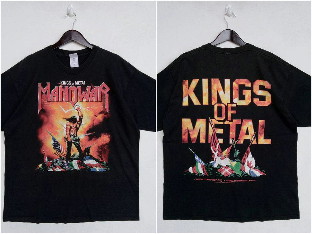 Vintage MANOWAR Kings of Metal American heavy metal band Power Metal World Tour T-shirt