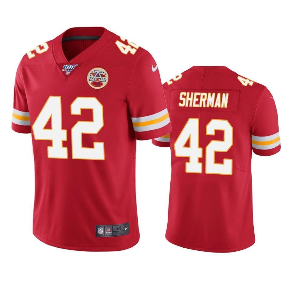 Kansas City Chiefs Anthony Sherman Red 100Th Season Vapor Limited 3D Jersey