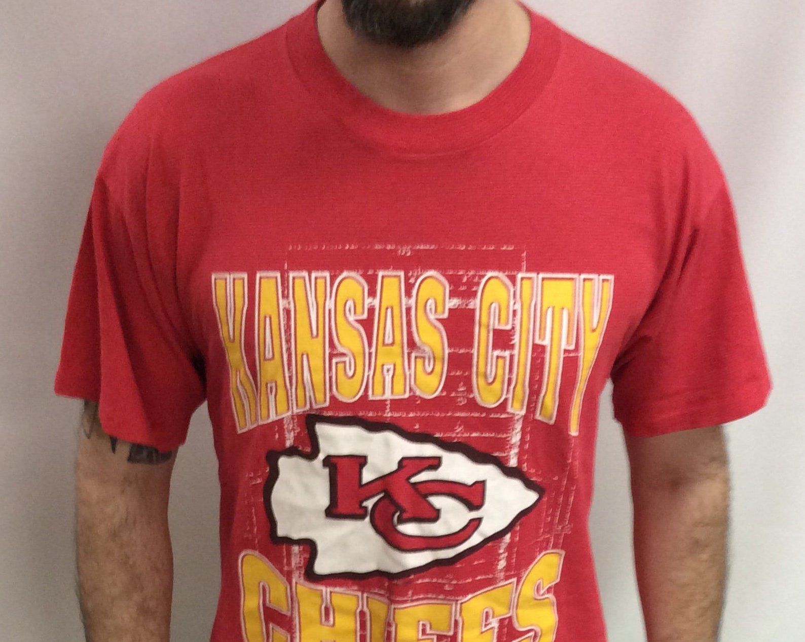 Vintage 90S 1993 Kansas City Chiefs Football Gold Red Super Bowl Champions Classic T Shirt Usa