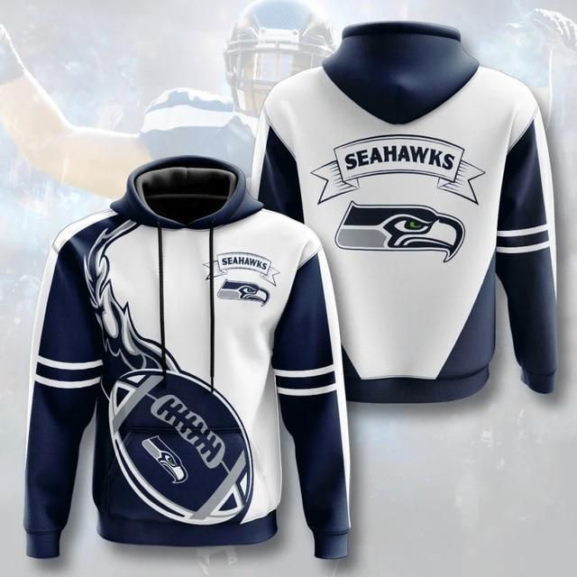 Seattle Seahawks Flame Ball 67 Unisex 3D Hoodie Gift For Fans