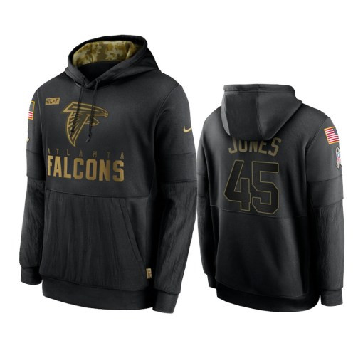 Atlanta Falcons Deion Jones Black 2020 Salute To Service Sideline Performance Pullover Hoodie