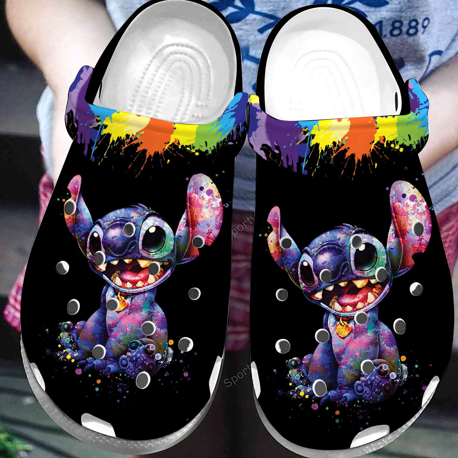 Amazing Watercolor Art Stitch So Cute Kids Clogs Shoes #131221L