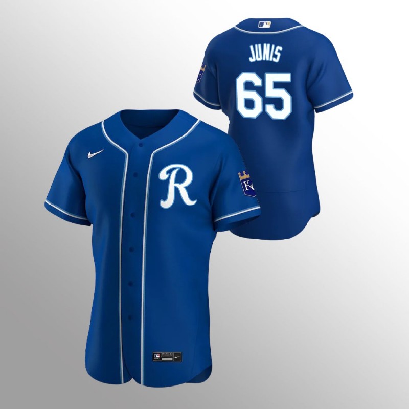 Men’S Kansas City Royals Jakob Junis  Royal 2020 Alternate Team Logo Jersey – All Stitched, Embroidery