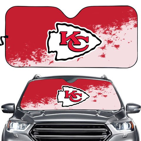 Kansas City Chiefs Logo Pattern Car Sun Shade 3D Printed In Red & Bright Pink