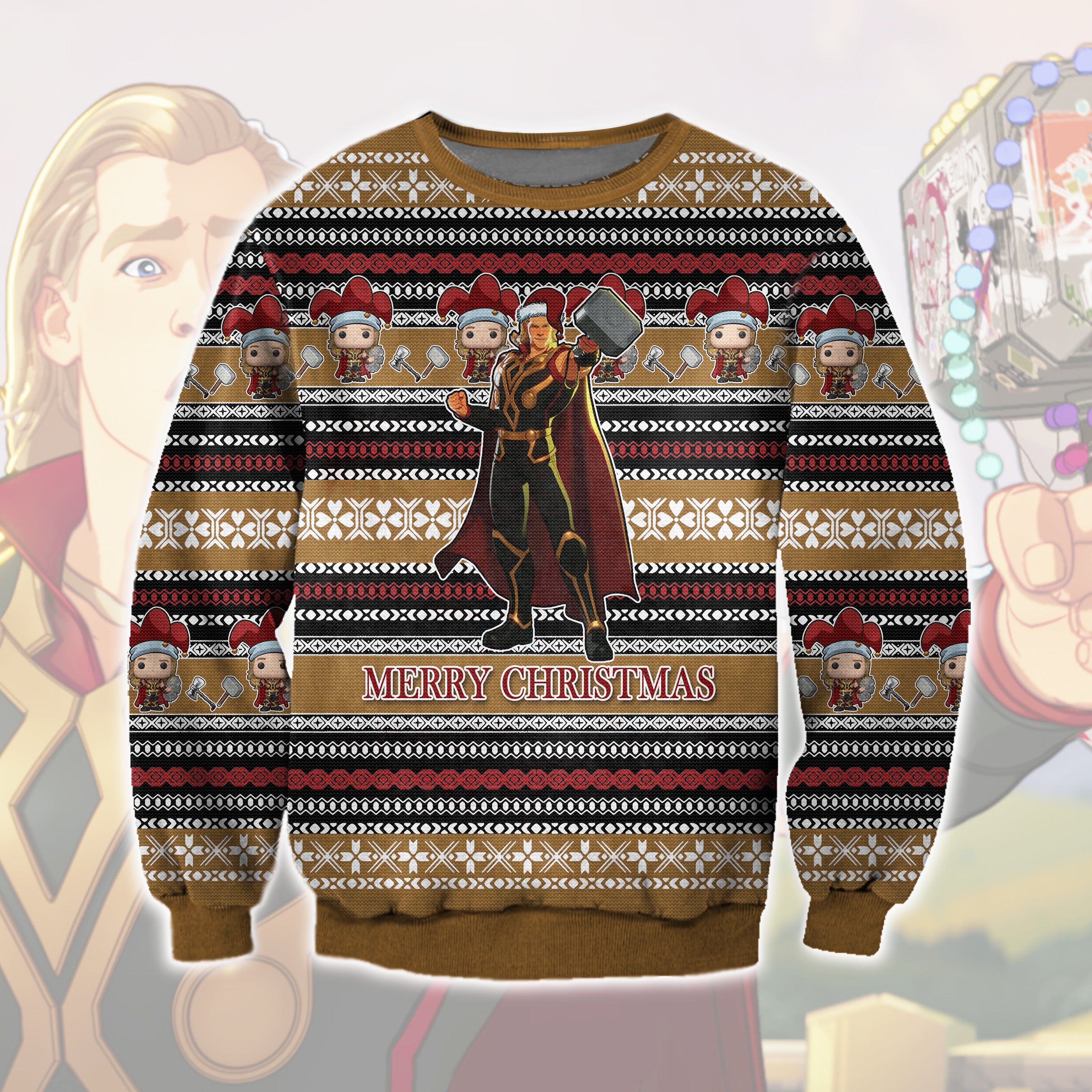 Thor 3D All Over Printed Ugly Christmas Sweatshirt