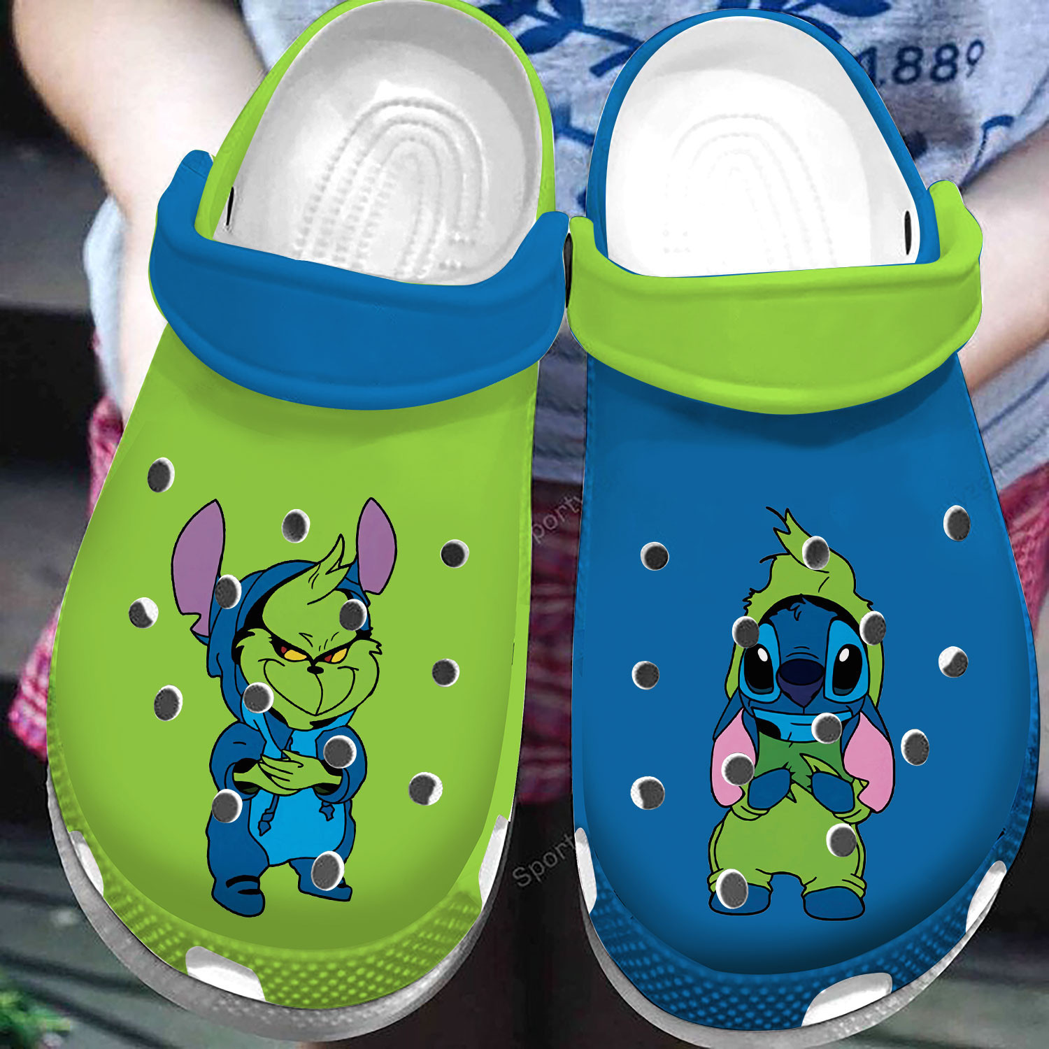 Stitch And Grinch Couples Stole Clog Shoes #Dh