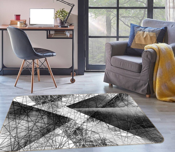 3D Black White Triangle Area Rug Home Decor