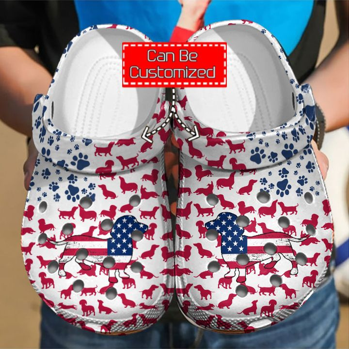 Animal Print Crocs – Dachshunds American Flag Clog Shoes For Men And Women