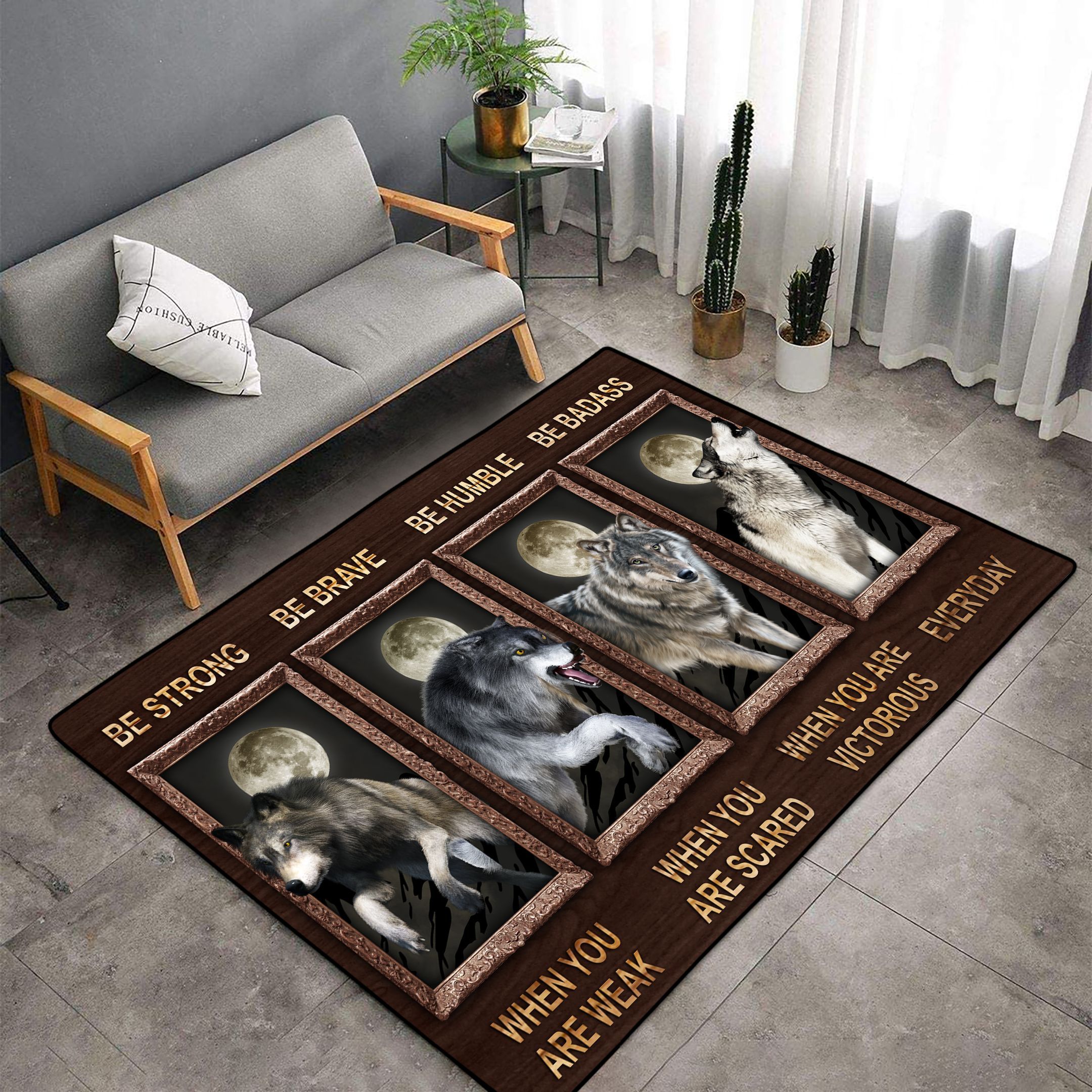 Woof Strong When You Are Weak Wolf Dak244 Area Rug For Living Room Bedroom Rug Home Decor