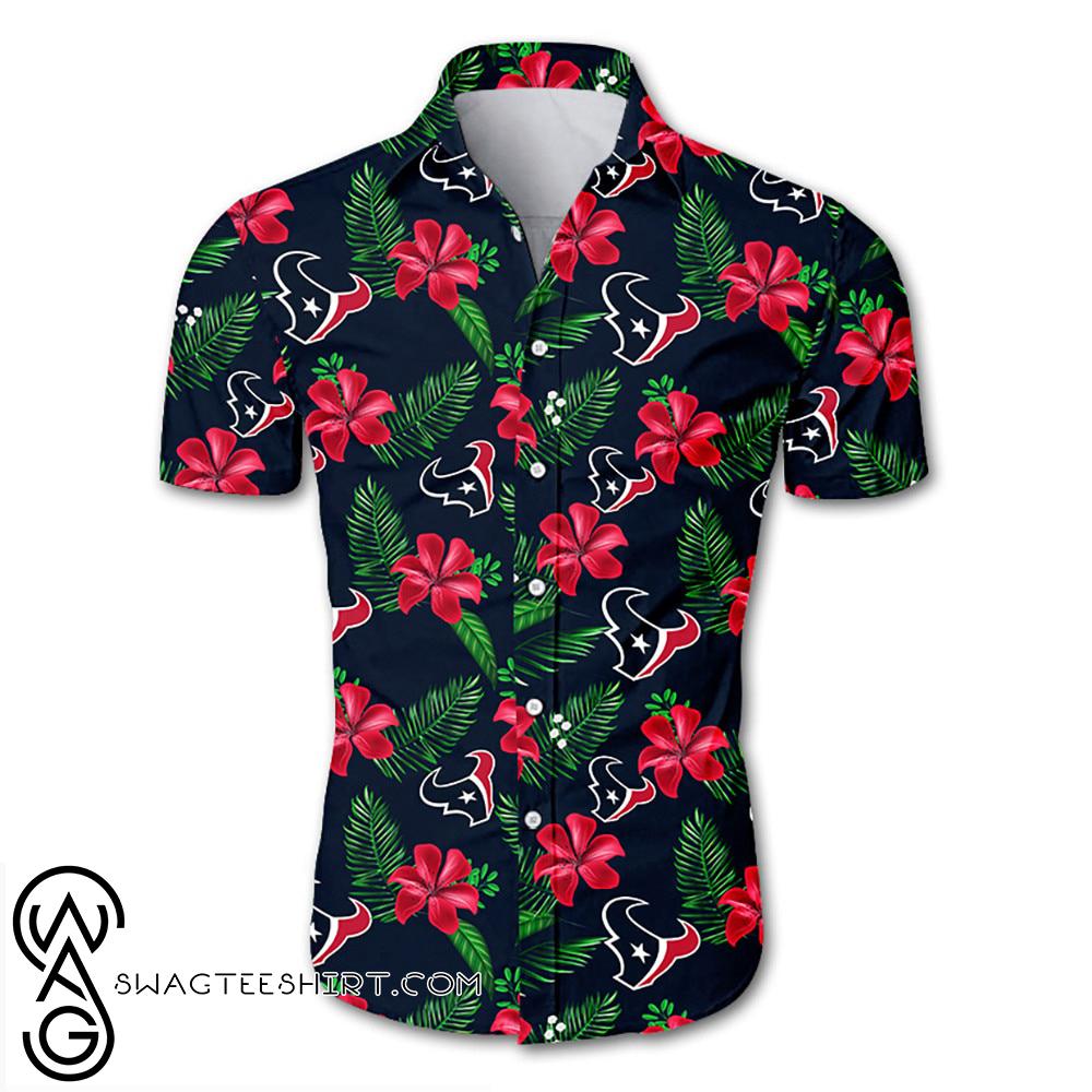 Beach Shirt Houston Texans Tropical Flower Hawaiian Shirt