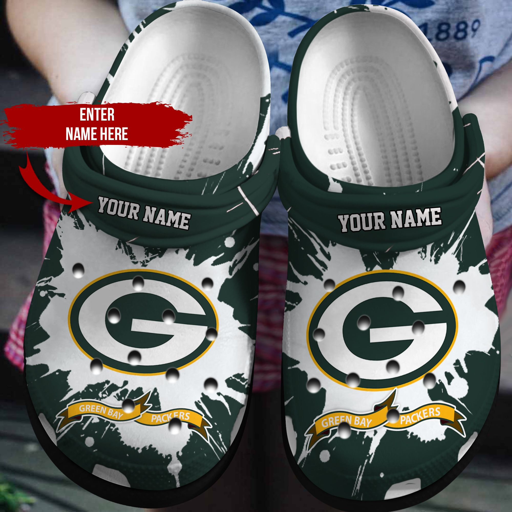 Green Bay Packers Custom Name Crocs Crocband Clog Comfortable Water Shoes