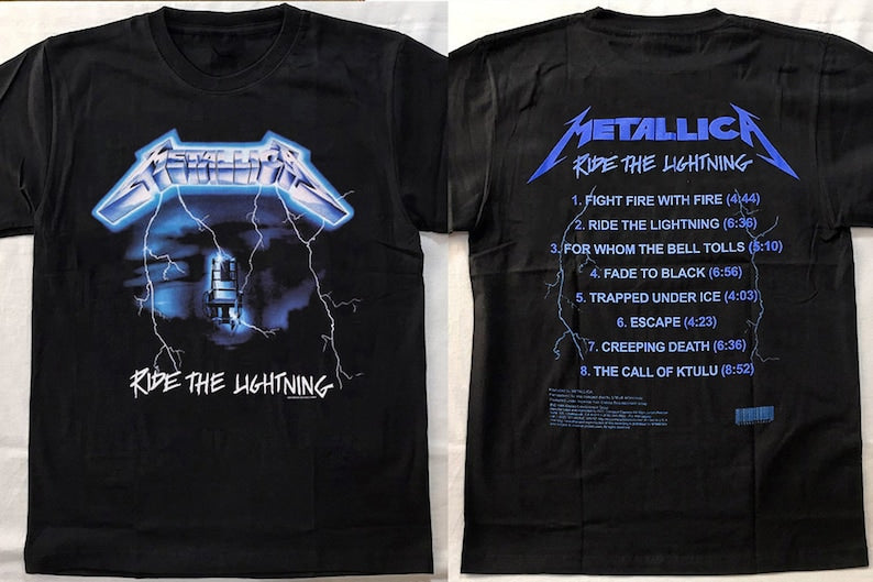 Metallica Ride The Lightning Graphic Tracklist Shirt, Metallica Band 90’S Tee