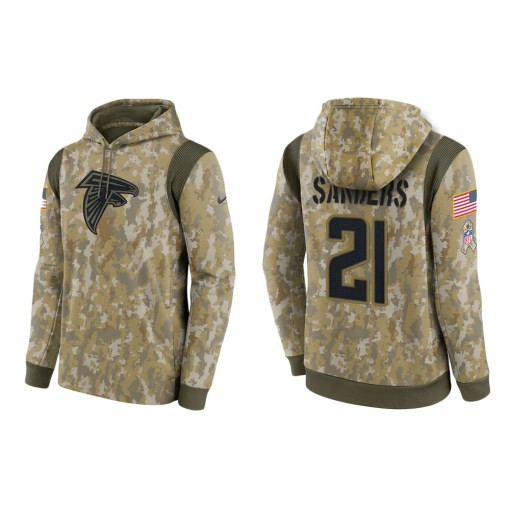 Deion Sanders Atlanta Falcons Camo 2021 Salute To Service Veterans Day Therma Pullover Hoodie