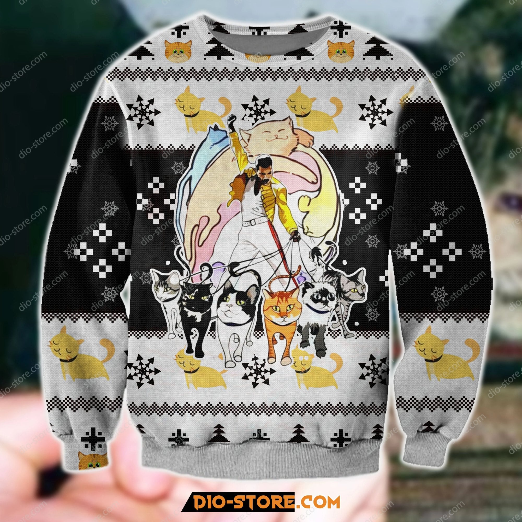 Knitting Pattern 3D Print Freddie Mercury And His Cats Ugly Christmas Sweater