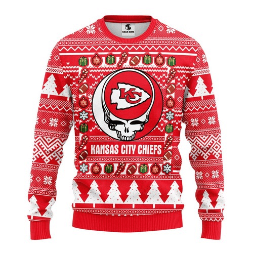 Kansas City Chiefs Grateful Dead Ugly Christmas 3D Sweater