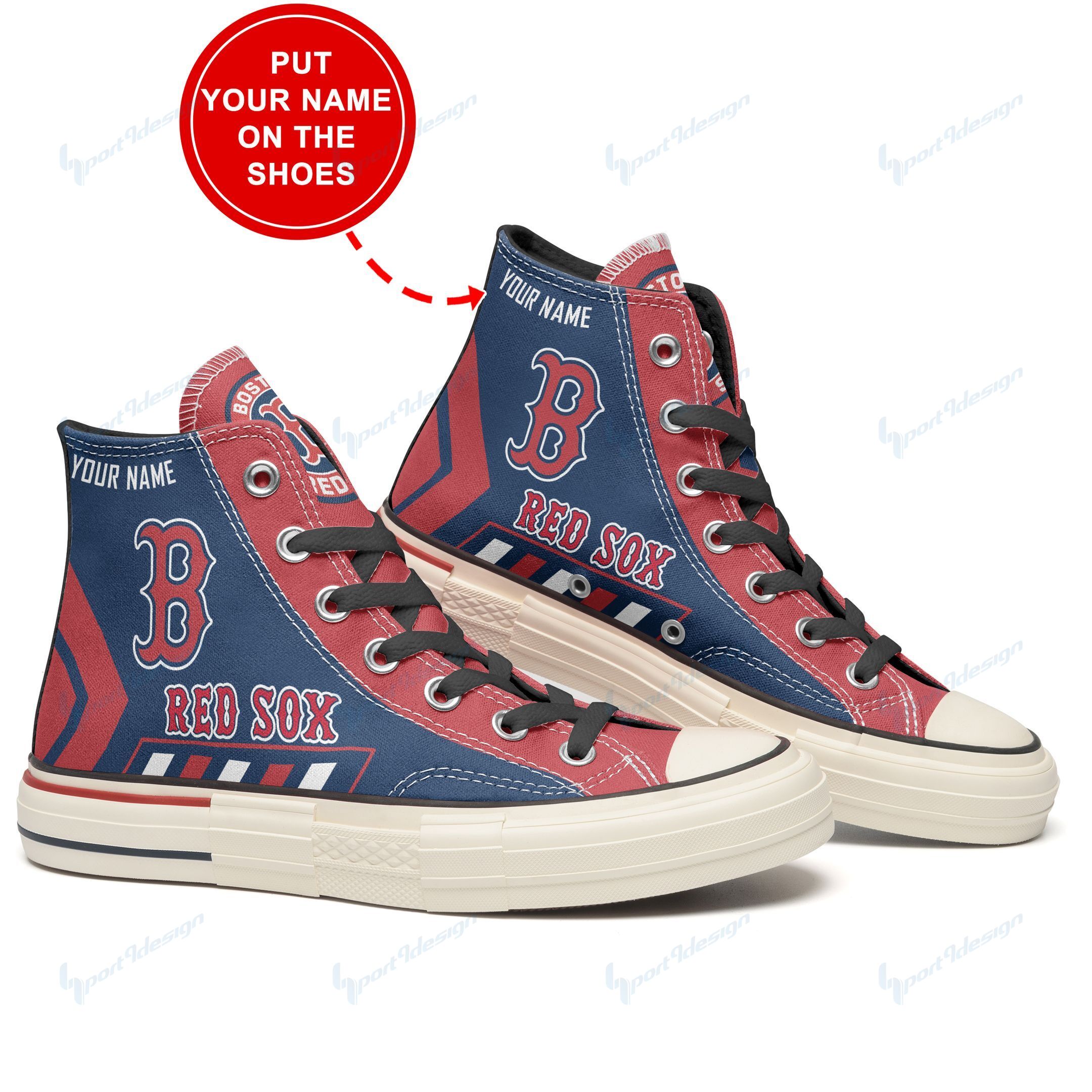 Boston Red Sox Personalized New High Top Canvas Shoes 30