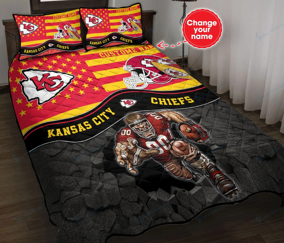 Kansas City Chiefs Personalized Quilt Set Bg16