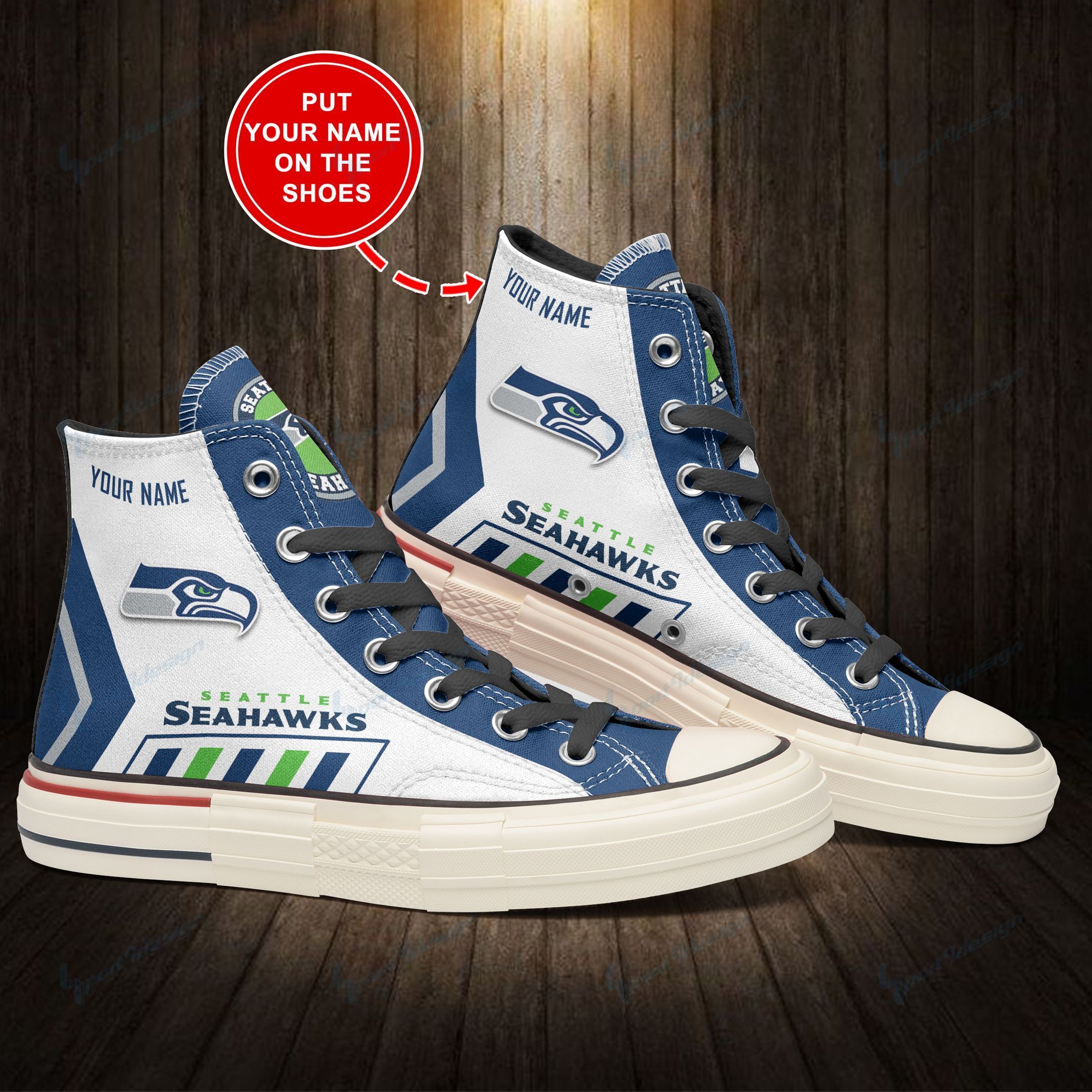 Seattle Seahawks Personalized New High Top Canvas Shoes 25