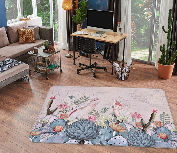 3D Bird Flowers Lotus Art Area Rug Home Decor