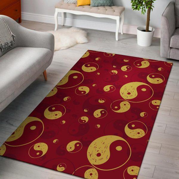 Yin Yang Red Pattern Print Home Decor Rectangle Area Rug