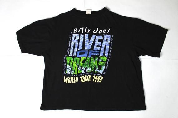 90S Vintage Billy Joel Shirt 1993 River Of Dreams World Tour Shirt Concert Shirt Black Shirt