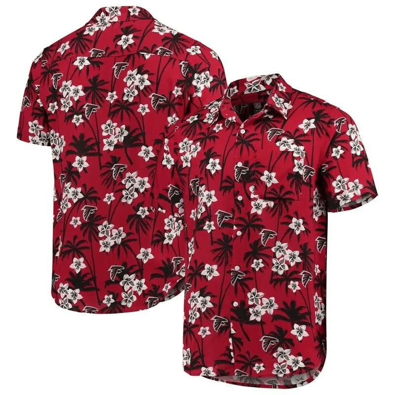 Atlanta Falcons Floral Woven Button-Up All Over Printed Hawaiian Shirt Size S – 5Xl