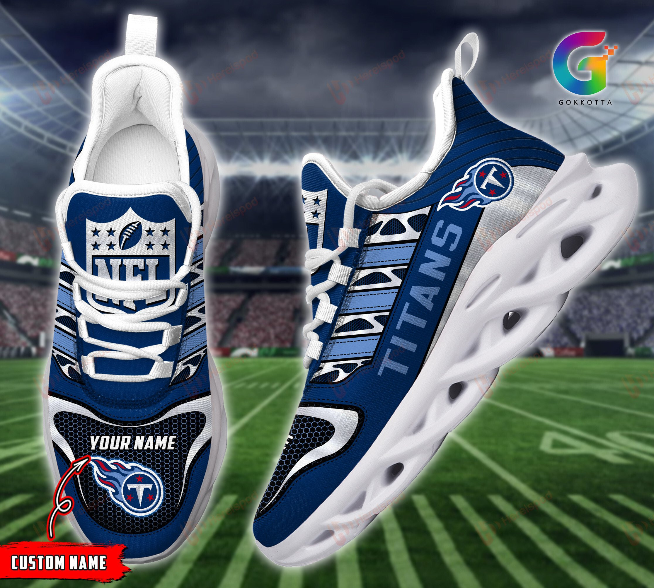 Tennessee Titans Personalized Yezy Running Sneakers 233 - Alvaig Store