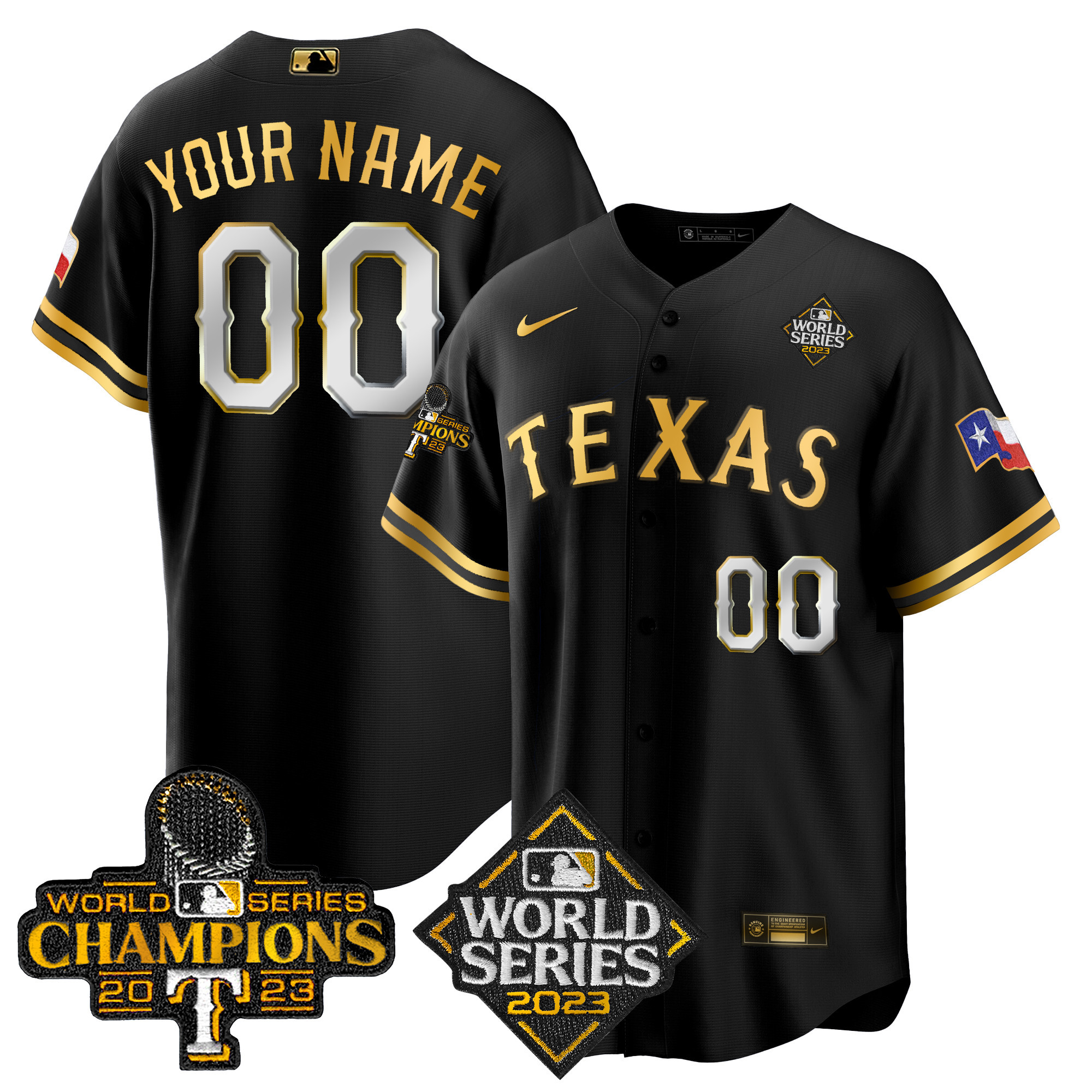 Texas Rangers 2023 World Series Champions Cool Base Custom Jersey V4 – All Stitched