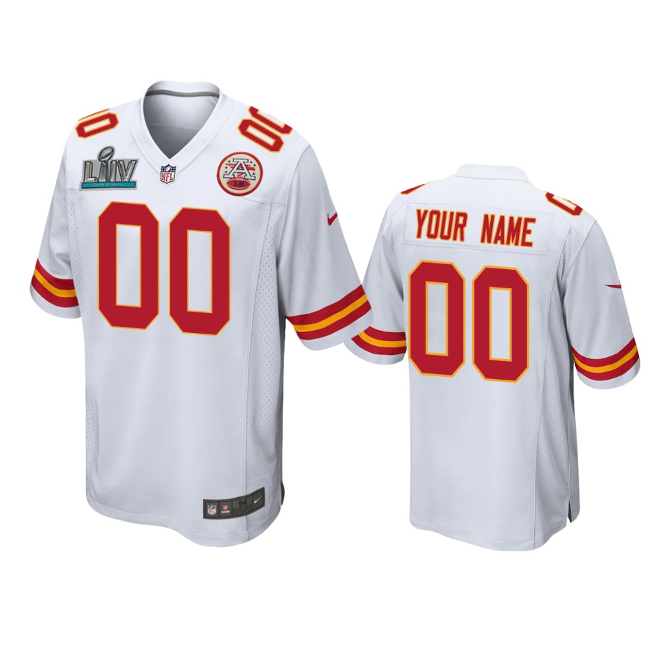 Kansas City Chiefs Custom White Super Bowl Liv Game Jersey