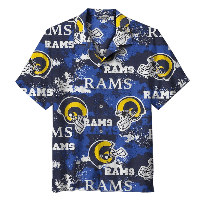 Los Angeles Rams Hawaiian Shirt Los Angeles Rams American Football Helmet Blue Hawaii Shirt For Men Women Los Angeles Rams Aloha Shirt