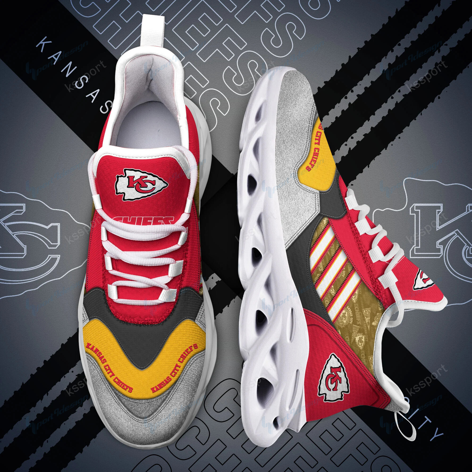 Kansas City Chiefs Yezy Running Sneakers Bg737