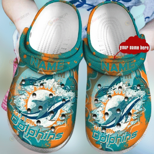 Custom Name Miami Dolphins Crocs Crocband Clog Shoes Comfortable Unisex – Aop Clog