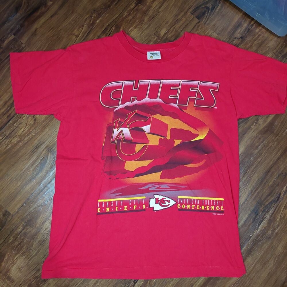 Vintage 90S Kansas City Chiefs T Shirt Big 3D Graphic Usa 1994 Single