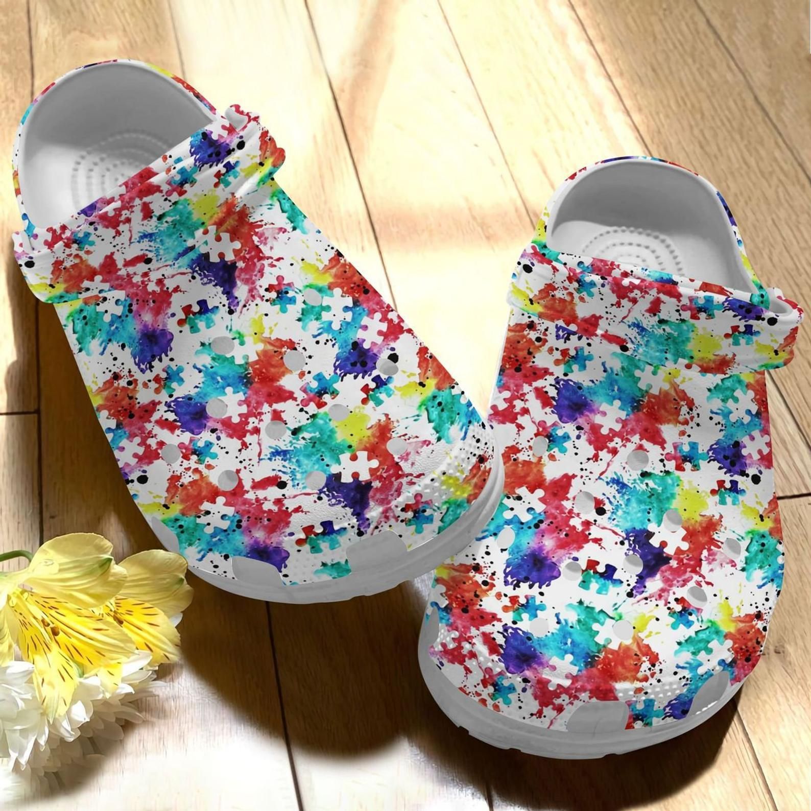 Painting Colorful Puzzle Crocs Shoes &hellip;