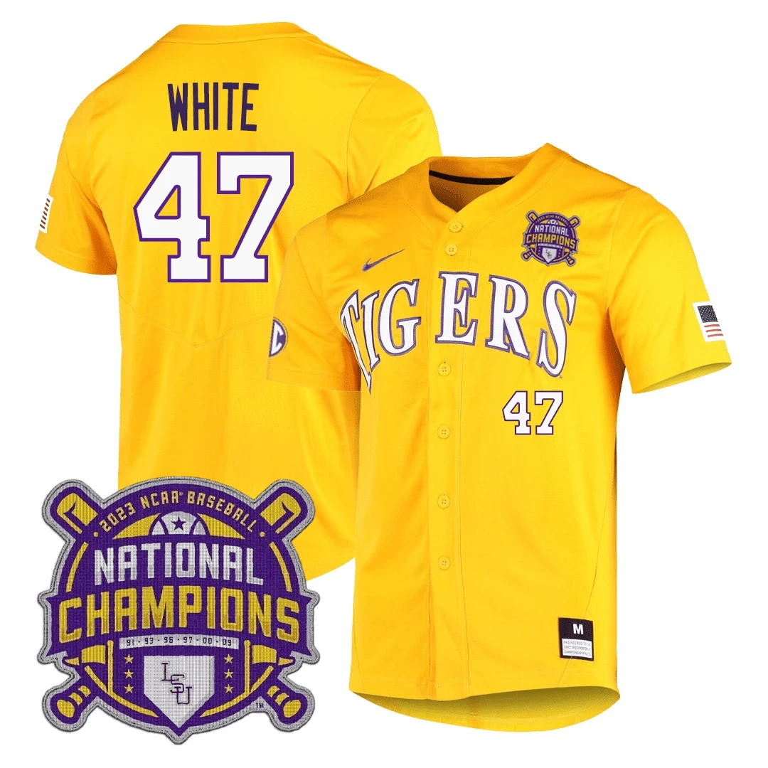 Tommy White Lsu Tigers College World Series National Champions Jersey – All Stitched