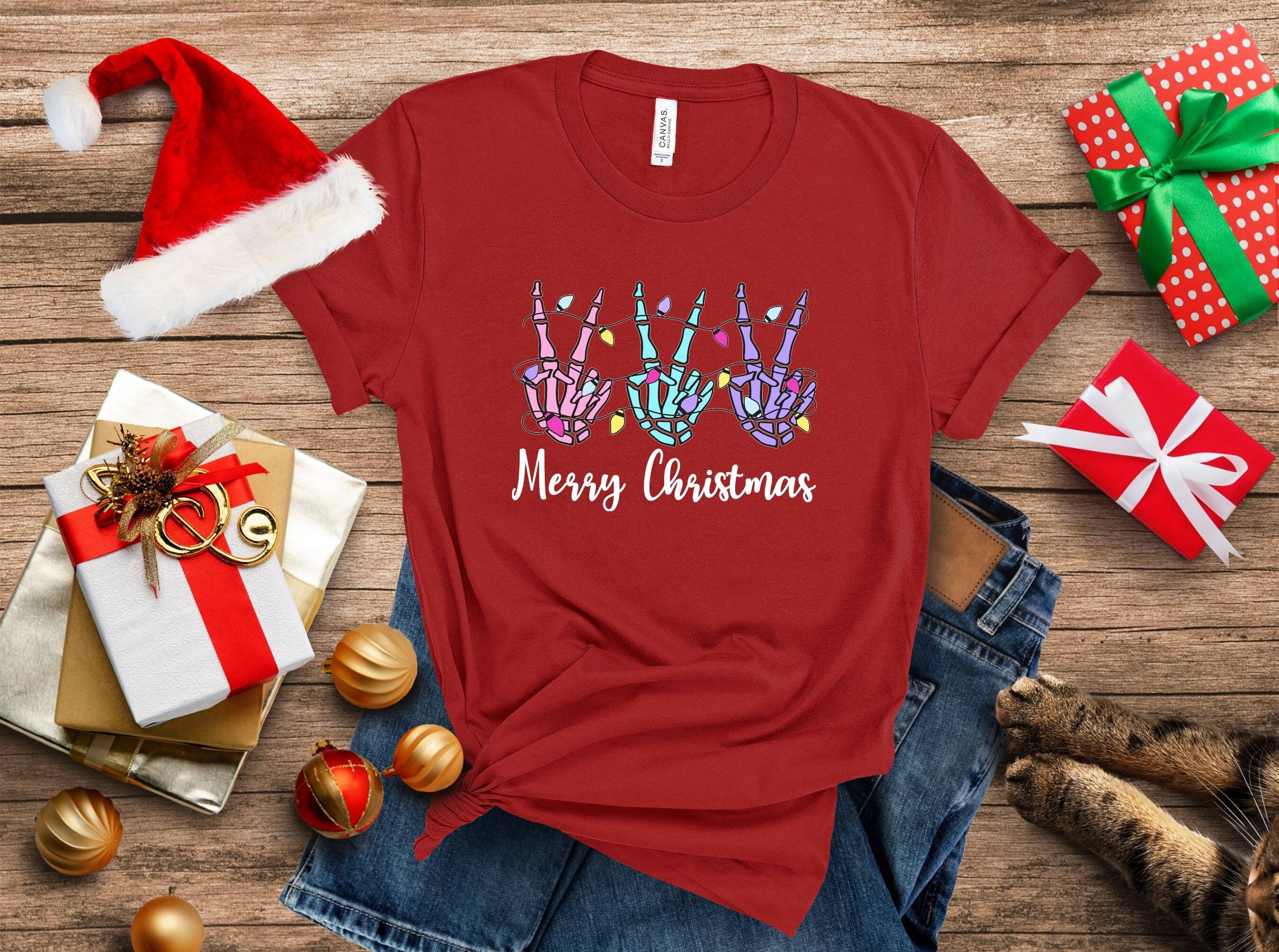 Christmas T-shirt, Sarcastic Shirt, Merry Christmas, Funny Skeleton Shirt, Cool Christmas Shirt, New Year, Gift for Friend, Christmas Party