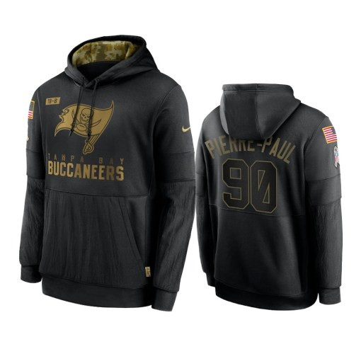 Tampa Bay Buccaneers Jason Pierre-Paul Black 2020 Salute To Service Sideline Performance Pullover Hoodie