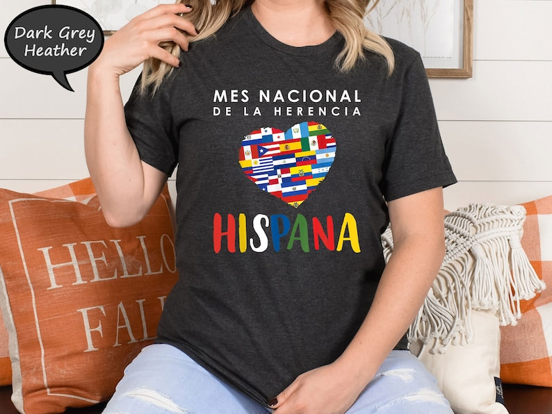 Mes Nacional De La Herencia Hispana Shirt, Hispanic Heritage Month Shirt, Countries Flags Celebration Shirt