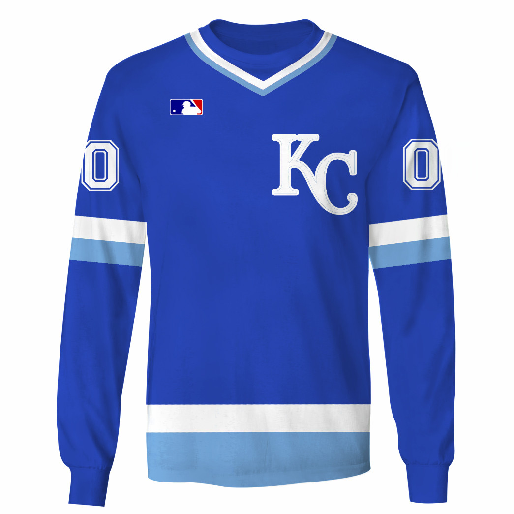 Kansas City Royals Custom Name Number Blue Gift For Fans Gift For Fan 3D Full Printing Sweatshirt