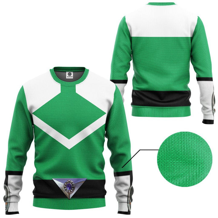 Green Power Rangers Time Force Costume Ugly Christmas Sweater 2023 – All Over Print 3D Sweater