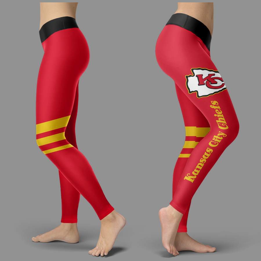 Through Great Logo Spread Body Striped Circle Kansas City Chiefs Leggings