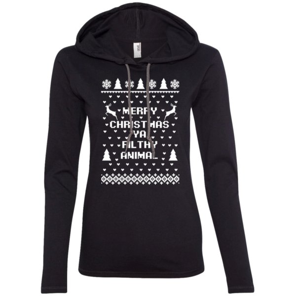 Merry Christmas Filthy Animal Ladies’ Ls T-shirt Hoodie