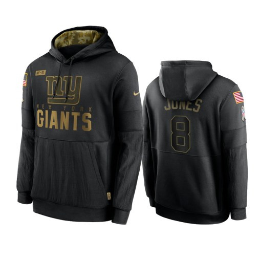 New York Giants Daniel Jones Black 2020 Salute To Service Sideline Performance Pullover Hoodie