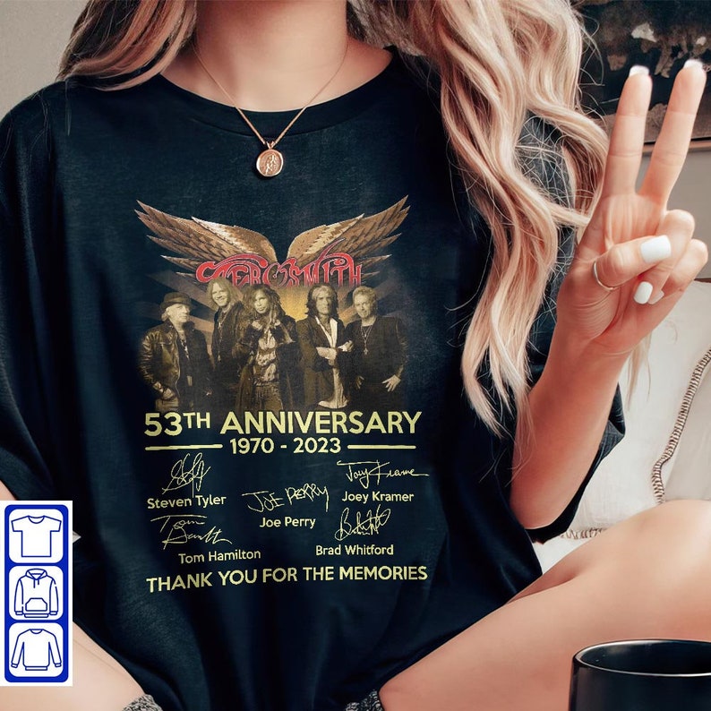 Aerosmith 53Rd Anniversary 1970 – 2023 Signatures Shirt, Peace Out Farewell Tour With The Black Crowes Tour Shirt, Aerosmith Band Fan Shirt