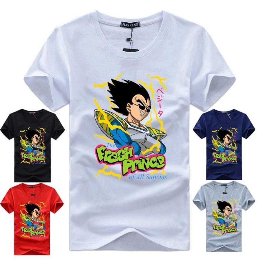 Unisex Men Tee T-Shirts Fresh Prince of All Saiyans Fresh Prince DBZ GOKU Saiyan Cartoon Anime Funny Novelty Casual Fashion